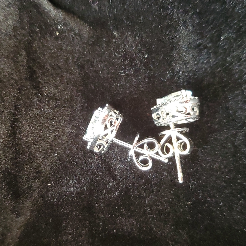 Aquamarine Gemstone and Diamond Accent Sterling Silver Stud Earrings - Picture 5 of 7